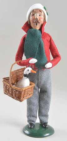 Traditional Assorted Carolers Mustache Man With Goose In Basket - No Box