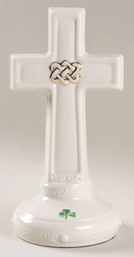 Belleek Figurines Love Knot Cross-Gold - Boxed