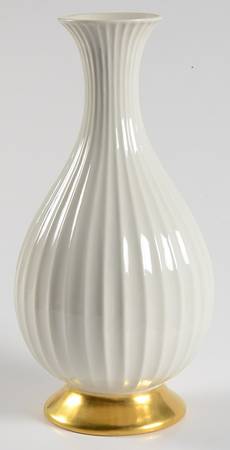 Boehm Giftware Vase-Ribbed With Gold Foot - Boxed