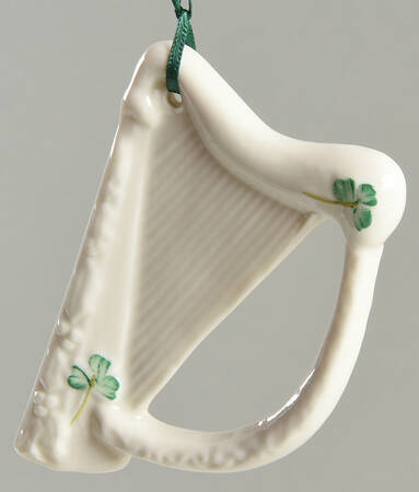 Belleek Christmas Ornament Harp - Boxed