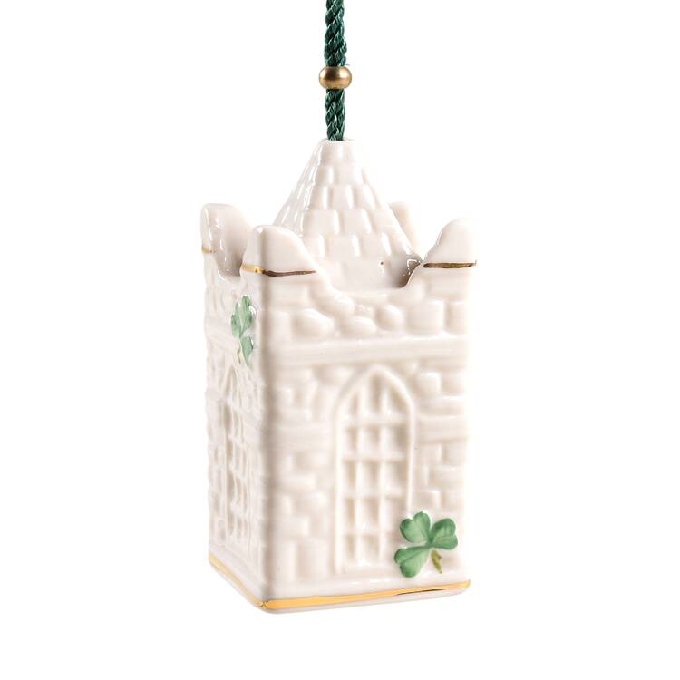 Belleek Christmas Bell St. Patrick's Cathedral-Gold Accent - No Box