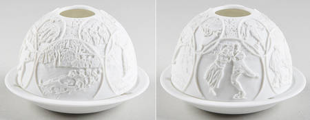 Bernardaud Lithophane Candle Votive Winter Sports - Boxed
