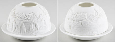 Bernardaud Lithophane Candle Votive Arctic Scene - Boxed