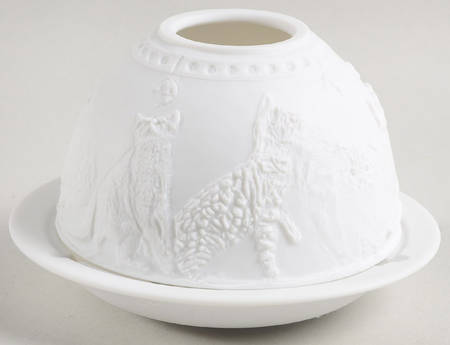 Bernardaud Lithophane Candle Votive Cats - Boxed