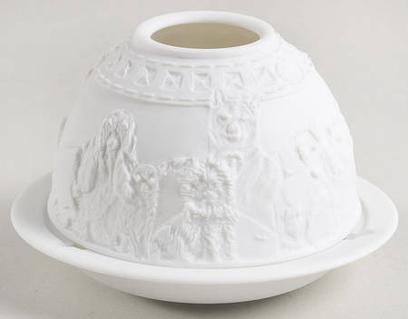 Bernardaud Lithophane Candle Votive Dogs - Boxed