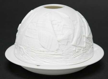 Bernardaud Lithophane Candle Votive Sailboats - Boxed