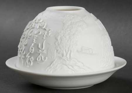 Bernardaud Lithophane Candle Votive Caligraphy  - Boxed