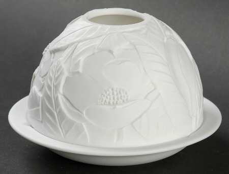 Bernardaud Lithophane Candle Votive Magnolia Blossoms - Boxed
