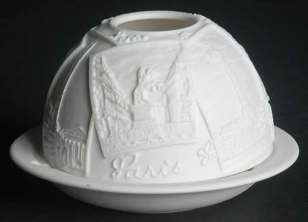 Bernardaud Lithophane Candle Votive Scenes Of Paris - Boxed