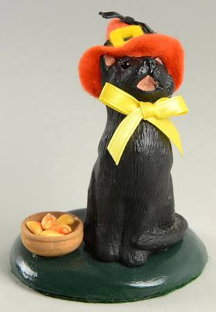 Halloween Carolers & Accessories Black Cat With Bowl Of Candy - No Box