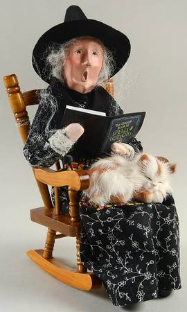 Halloween Witches Witch With Cat In Rocking Chair - No Box