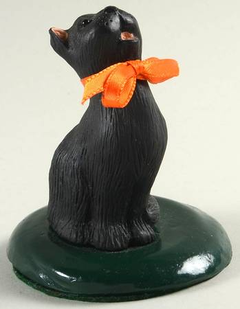 Halloween Carolers & Accessories Black Cat With Orange Bow - No Box