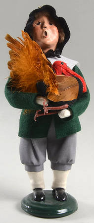 Thanksgiving & Harvest Carolers Pilgrim Boy With Turkey-Green Coat - No Box
