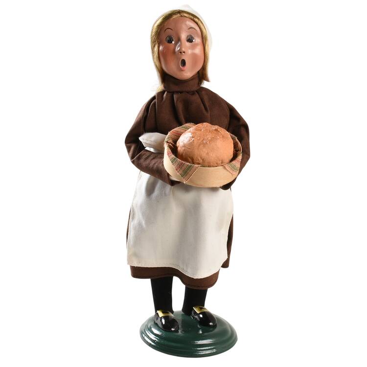 Thanksgiving & Harvest Carolers Pilgrim Girl With Bread - No Box