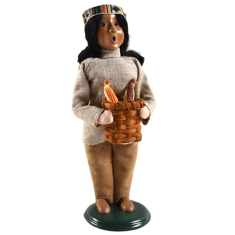 Thanksgiving & Harvest Carolers Native American Boy Basket Of Corn - No Box