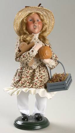 Thanksgiving & Harvest Carolers Girl Shopping At Market - No Box
