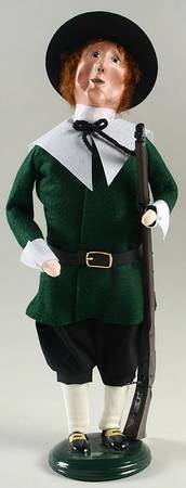 Thanksgiving & Harvest Carolers Pilgrim Man With Rifle-Green - No Box