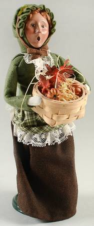 Thanksgiving & Harvest Carolers Woman With Basket Of Pumpkins - No Box