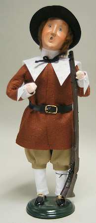 Thanksgiving & Harvest Carolers Pilgrim Man W/ Rifle-Brown - No Box
