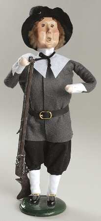 Thanksgiving & Harvest Carolers Pilgrim Man W/ Rifle-Grey - No Box