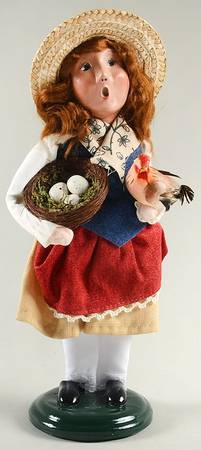 Thanksgiving & Harvest Carolers Harvest Girl With Chicken & Eggs - No Box