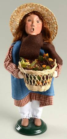 Thanksgiving & Harvest Carolers Girl With Basket Of Flower Petals - No Box