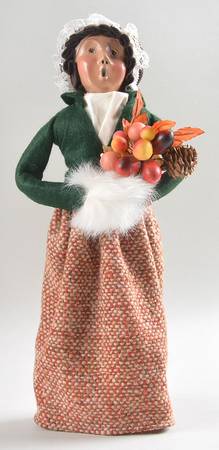 Thanksgiving & Harvest Carolers Woman With Muff-Harvest Bouquet - No Box