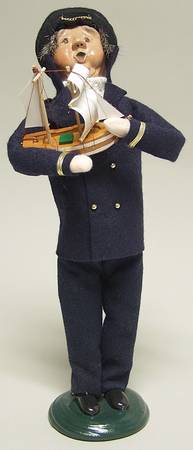 Seafaring Carolers Sea Captain With Ship - No Box