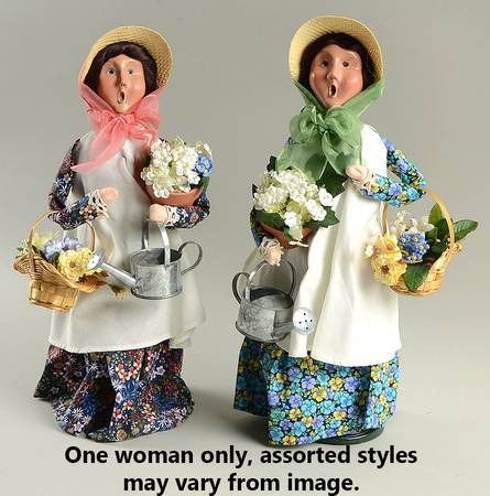 Spring & Summer Carolers Woman With Watering Can And Flower Baske - No Box