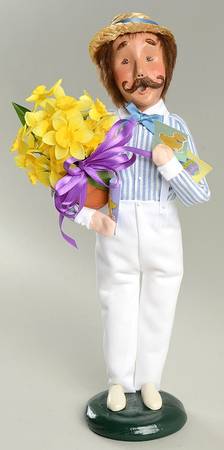 Spring & Summer Carolers Man In White Pants With Daffodils Bouque - No Box