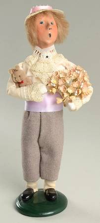 Spring & Summer Carolers Boy With Flowers And Teddy Bear - No Box