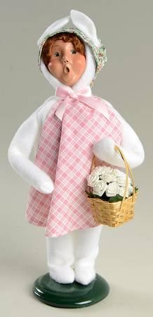 Spring & Summer Carolers Girl In Bunny Costume With Rose Basket - No Box