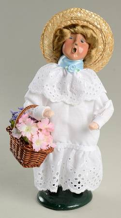 Spring & Summer Carolers Girl In White With Flower Basket - No Box