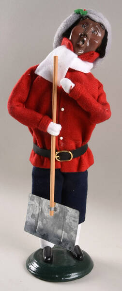 African American Carolers Man With Snow Shovel - No Box