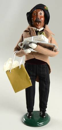African American Carolers Victorian Shopper-Man Tan Coat - No Box 42