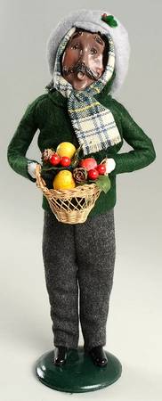 African American Carolers Man With Fruit Basket - No Box