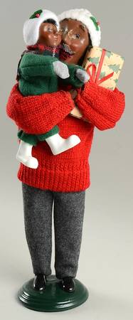 African American Carolers Traditional Man W/ Toddler. - No Box