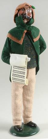 African American Carolers Mustache Man With Music-Green Coat - No Box