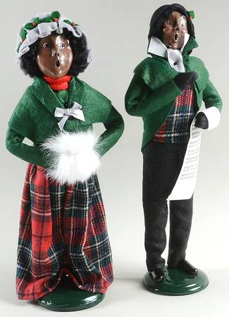 African American Carolers Man With Music & Woman With White Muff - No Box
