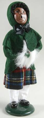African American Carolers Girl With Muff-Green Hat - No Box 60