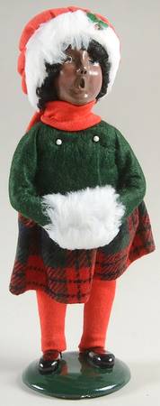 African American Carolers Girl With Muff-Red Hat - No Box