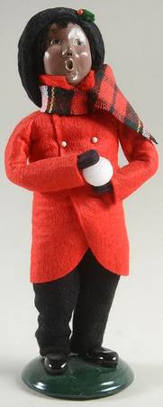 African American Carolers Boy With Snowball - No Box