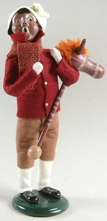 African American Carolers Boy With Stick Horse - No Box