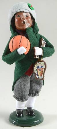 African American Carolers Boy With Basketball & Ornament - No Box