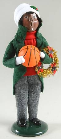 African American Carolers Boy With Basketball & Wreath - No Box