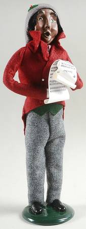 African American Carolers Man With Music-Red Coat - No Box