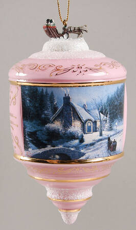 Thomas Kinkades Heirloom Glass Ornaments Home For Christmas  - No Box