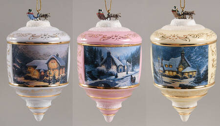 Thomas Kinkades Heirloom Glass Ornaments Thirteenth Issue - Set Of 3 - No Box