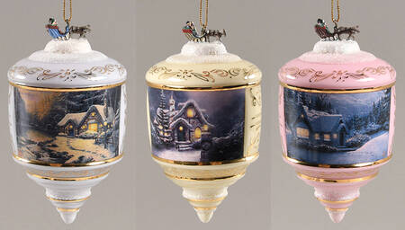 Thomas Kinkades Heirloom Glass Ornaments Twelfth Issue - Set Of 3 - No Box