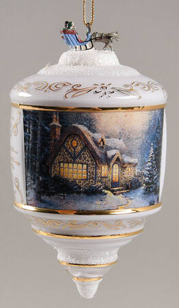 Thomas Kinkades Heirloom Glass Ornaments Holiday Evening  - No Box